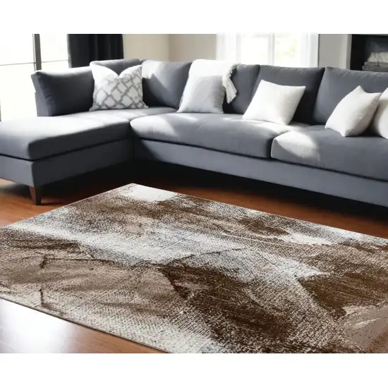 8' X 11' Brown Abstract Area Rug Photo 1