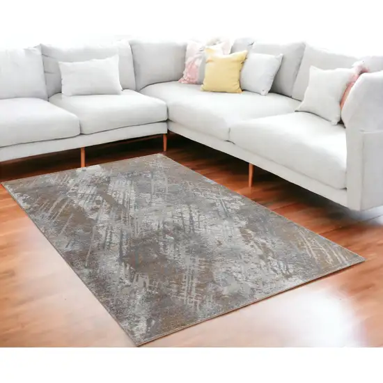 5' X 8' Brown Abstract Area Rug Photo 1