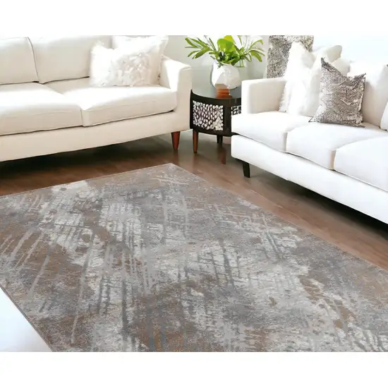 8' X 11' Brown Abstract Area Rug Photo 1