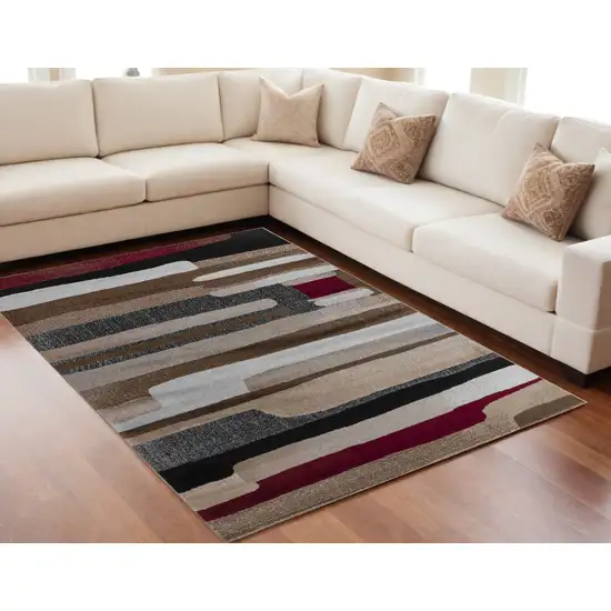 5' X 8' Brown Abstract Area Rug Photo 1