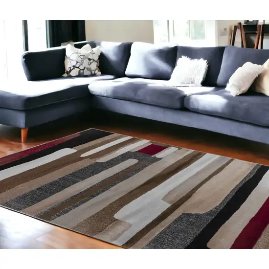 7' X 10' Brown Abstract Area Rug Photo 1