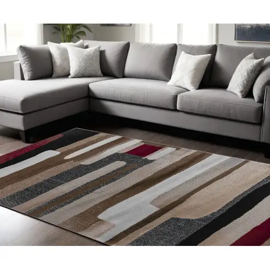 8' X 11' Brown Abstract Area Rug Photo 1