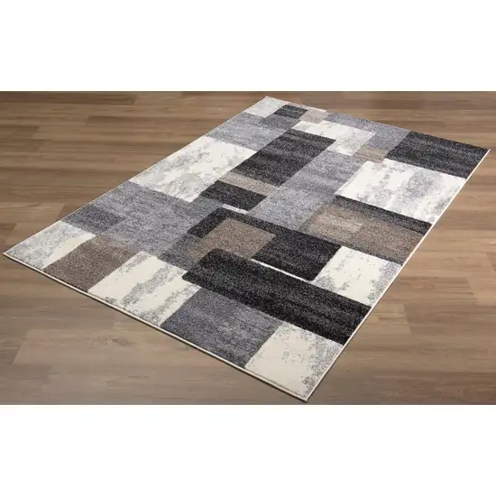 Brown Abstract Geometric Stain Resistant Area Rug Photo 8