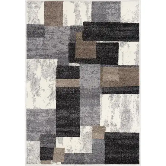 2' X 10' Brown Abstract Geometric Stain Resistant Area Rug Photo 4