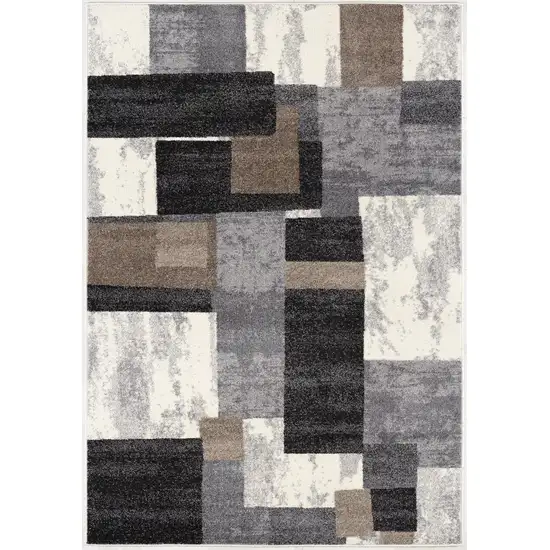 Brown Abstract Geometric Stain Resistant Area Rug Photo 1