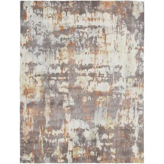 Brown Abstract Hand Loomed Area Rug Photo 1