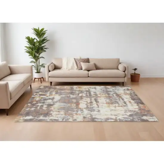 Brown Abstract Hand Loomed Area Rug Photo 2