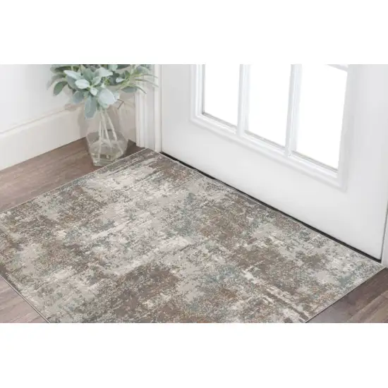 Brown Abstract Power Loom Area Rug Photo 1