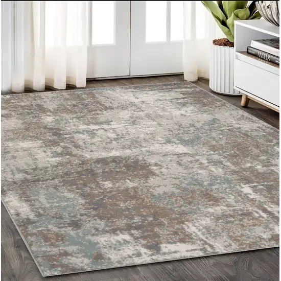 5' X 7' Brown Abstract Power Loom Area Rug Photo 1