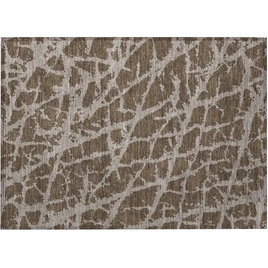 Brown Abstract Washable Non Skid Indoor Outdoor Area Rug Photo 4