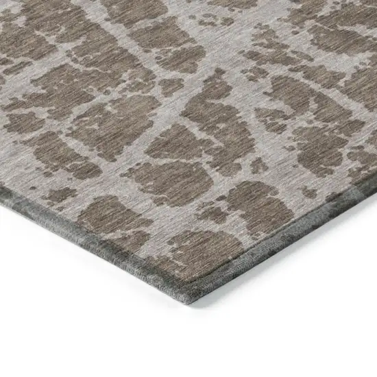 Brown Abstract Washable Non Skid Indoor Outdoor Area Rug Photo 6