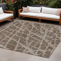 Photo of Brown Abstract Washable Non Skid Indoor Outdoor Area Rug