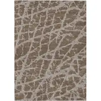 Photo of Brown Abstract Washable Non Skid Indoor Outdoor Area Rug