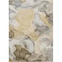 Photo of Brown Abstract Washable Non Skid Indoor Outdoor Area Rug