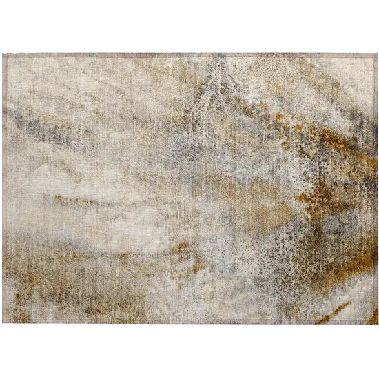 Brown Abstract Washable Non Skid Indoor Outdoor Area Rug Photo 2