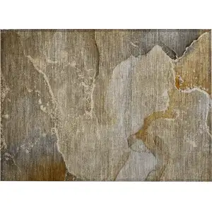 Photo of Brown Abstract Washable Non Skid Indoor Outdoor Area Rug