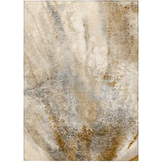 Brown Abstract Washable Non Skid Indoor Outdoor Area Rug Photo 4