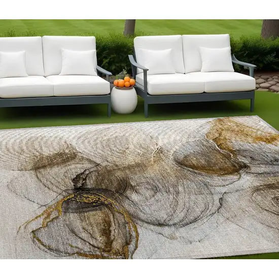 Brown Abstract Washable Non Skid Indoor Outdoor Area Rug Photo 1