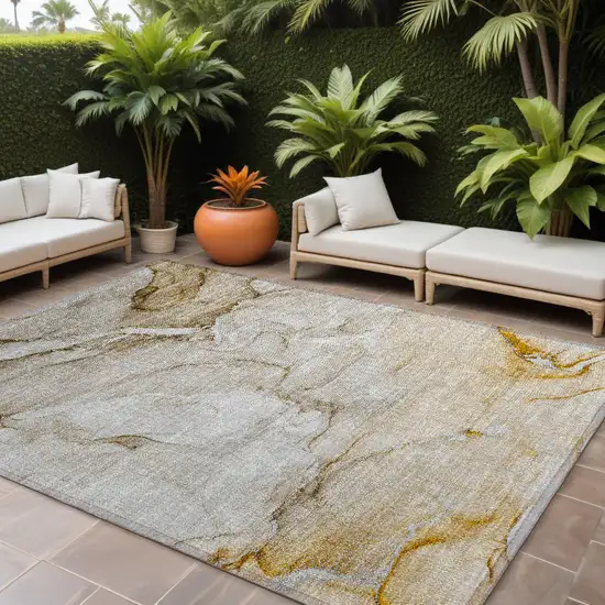 Brown Abstract Washable Non Skid Indoor Outdoor Area Rug Photo 1