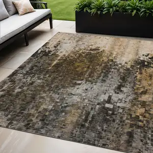 Photo of Brown Abstract Washable Non Skid Indoor Outdoor Area Rug