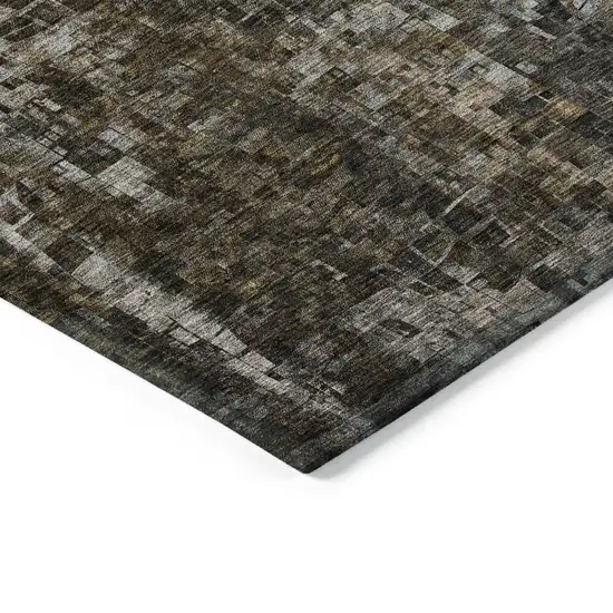 Brown Abstract Washable Non Skid Indoor Outdoor Area Rug Photo 5