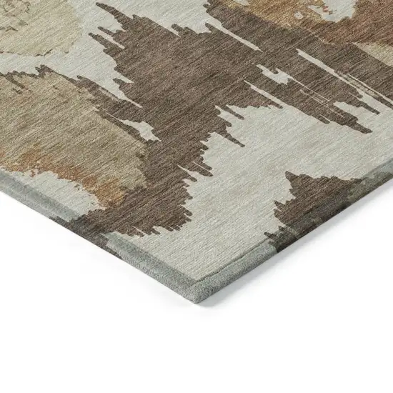 Brown And Beige Abstract Washable Indoor Outdoor Area Rug Photo 4