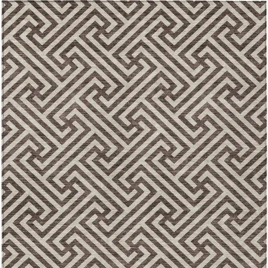 Brown And Beige Geometric Washable Indoor Outdoor Area Rug Photo 5