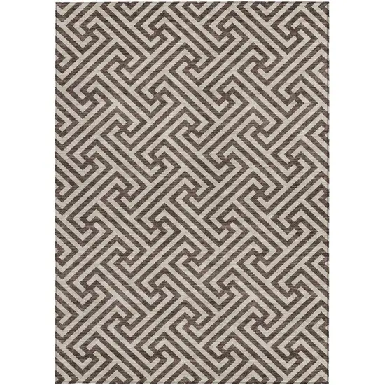 Brown And Beige Geometric Washable Indoor Outdoor Area Rug Photo 6