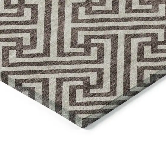 Brown And Beige Geometric Washable Indoor Outdoor Area Rug Photo 3