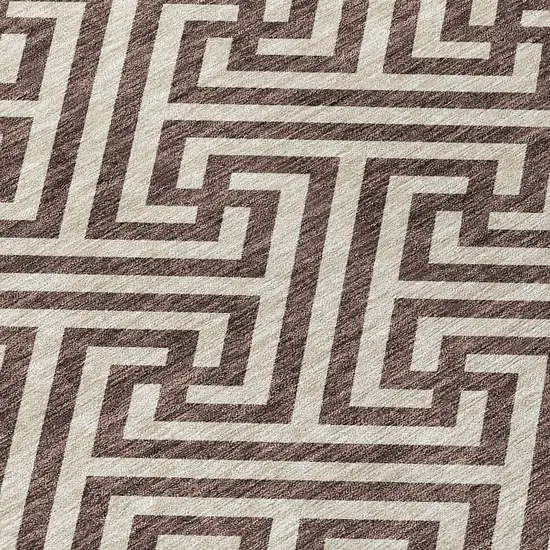 Brown And Beige Geometric Washable Indoor Outdoor Area Rug Photo 4