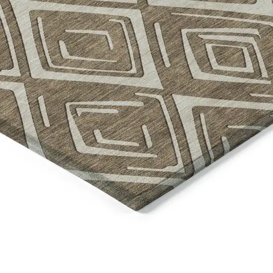 Brown And Beige Geometric Washable Indoor Outdoor Area Rug Photo 5