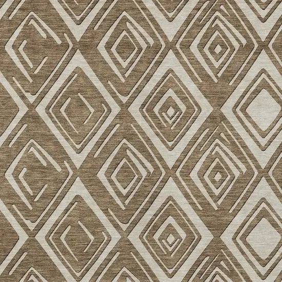 Brown And Beige Geometric Washable Indoor Outdoor Area Rug Photo 6