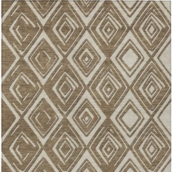 Brown And Beige Geometric Washable Indoor Outdoor Area Rug Photo 8