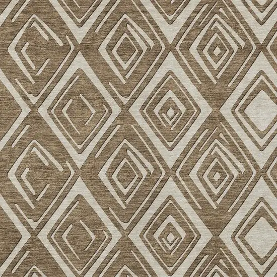 Brown And Beige Geometric Washable Indoor Outdoor Area Rug Photo 6