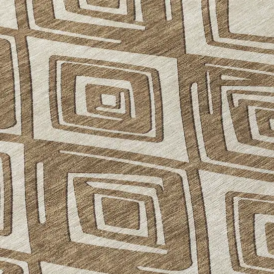 Brown And Beige Geometric Washable Indoor Outdoor Area Rug Photo 7