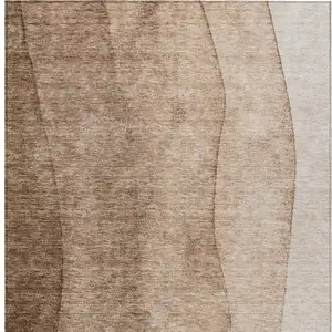 Photo of Brown And Beige Ombre Washable Indoor Outdoor Area Rug