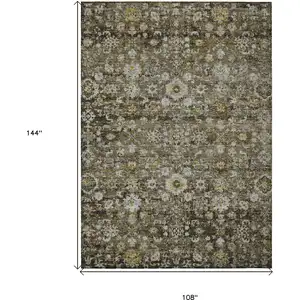 Photo of Brown And Beige Oriental Washable Indoor Outdoor Area Rug