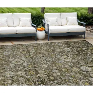 Photo of Brown And Beige Oriental Washable Indoor Outdoor Area Rug