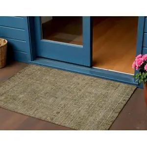 Photo of Brown And Beige Southwestern Washable Indoor Outdoor Area Rug