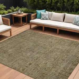 Photo of Brown And Beige Southwestern Washable Indoor Outdoor Area Rug