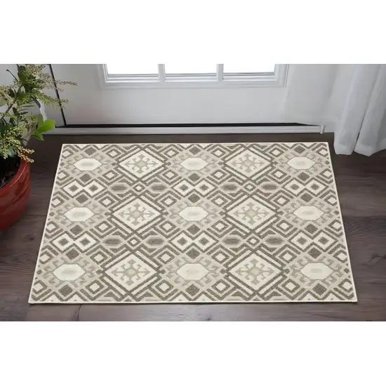 Brown And Beige Tribal Area Rug Photo 1