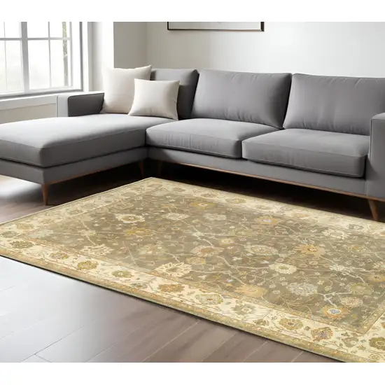 Brown And Beige Wool Oriental Hand Knotted Area Rug Photo 1