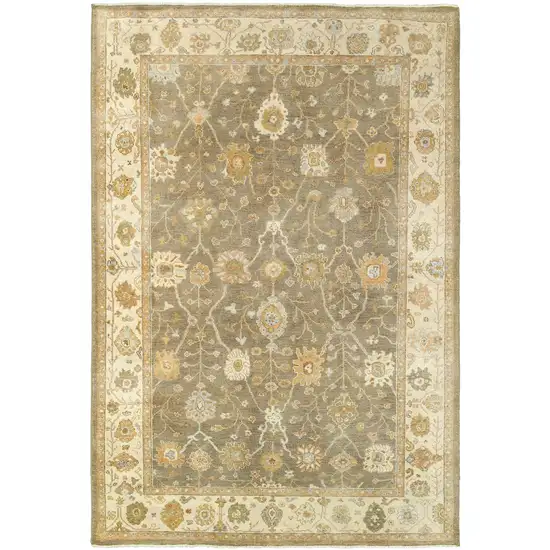 Brown And Beige Wool Oriental Hand Knotted Area Rug Photo 2