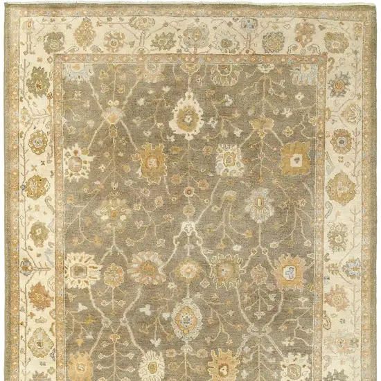 Brown And Beige Wool Oriental Hand Knotted Area Rug Photo 4