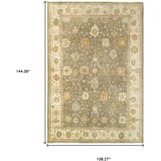 Brown And Beige Wool Oriental Hand Knotted Area Rug Photo 3