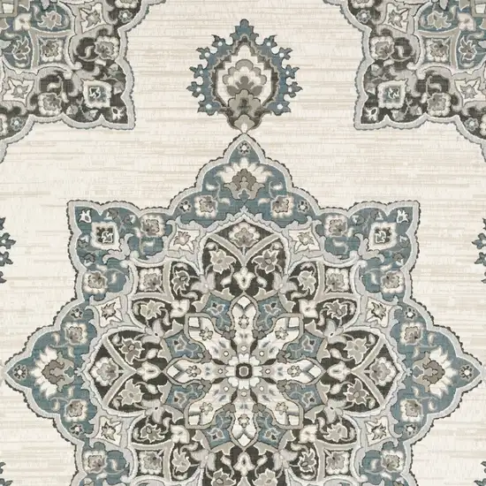 Brown And Blue Medallion Area Rug Photo 8