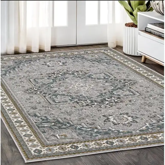 Brown And Blue Medallion Area Rug Photo 1