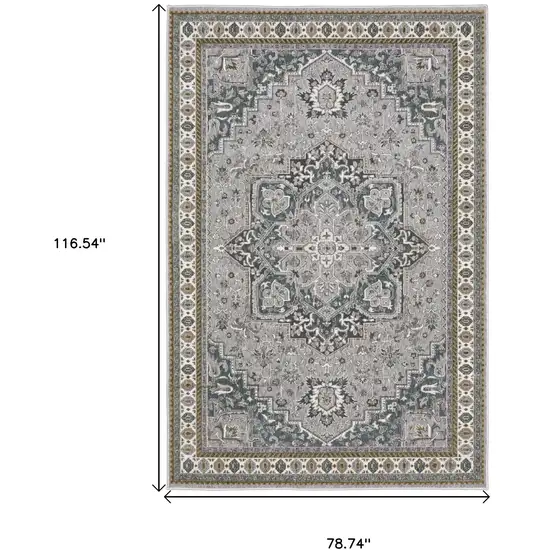 Brown And Blue Medallion Area Rug Photo 3