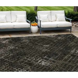 Photo of Brown And Chocolate Geometric Washable Indoor Outdoor Area Rug