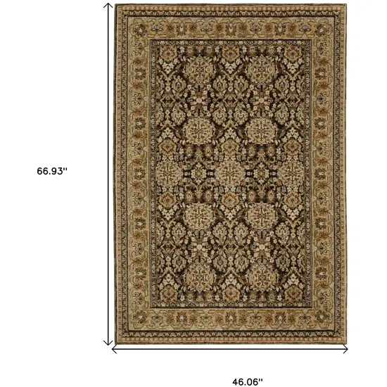 Brown And Gold Oriental Area Rug Photo 3